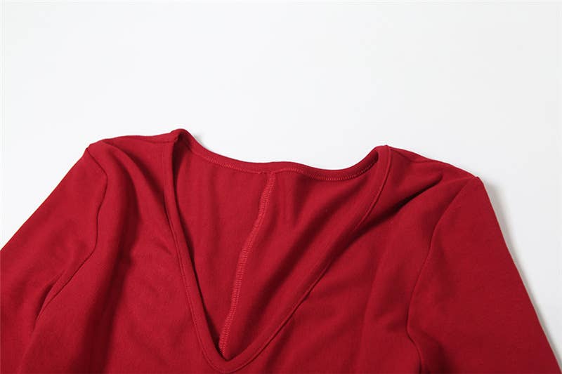 SEXY V-NECK HIGH-WAISTED SLIM DRESS WITH HIP WRAP