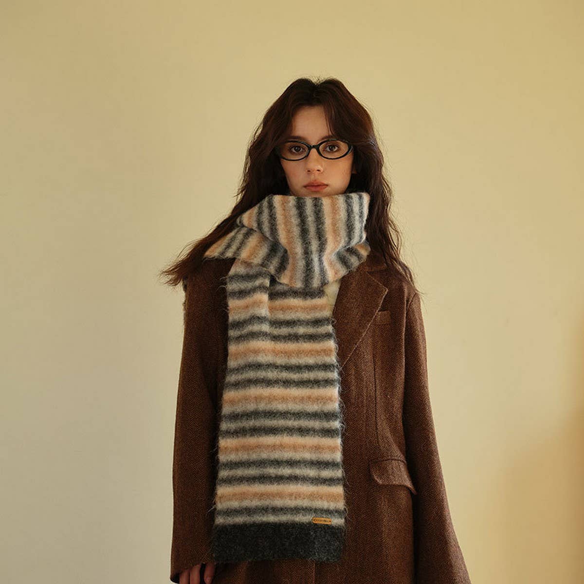 Plush Knit Striped Wool Blend Scarf for Winter_CWASC2363
