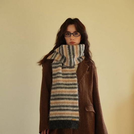 Plush Knit Striped Wool Blend Scarf for Winter_CWASC2363