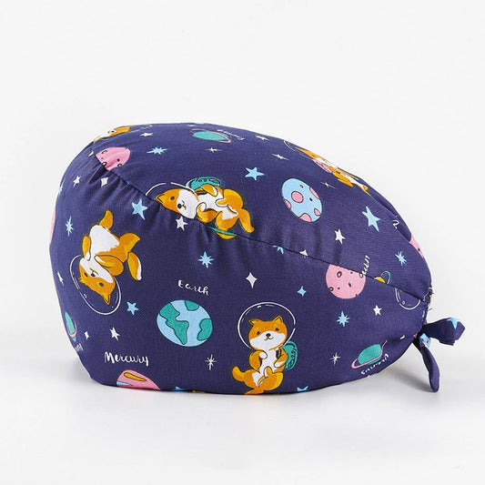 CHERRY BEAR PRINTED NURSE CAP PURE COTTON HAT_CWAH3324