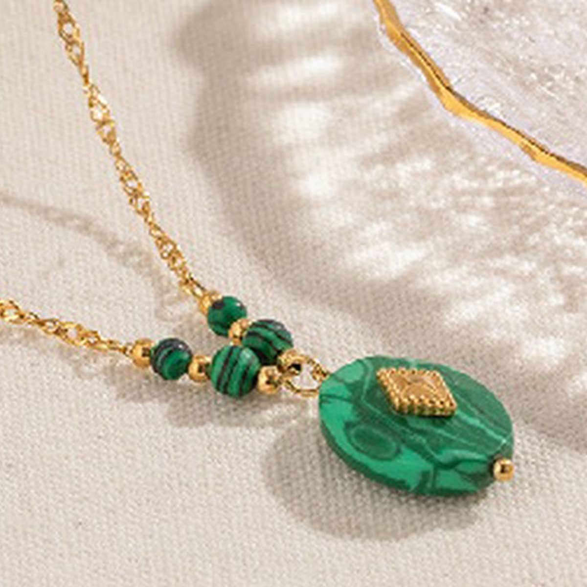 NEW LIGHT LUXURY MALACHITE PENDANT NECKLACE
