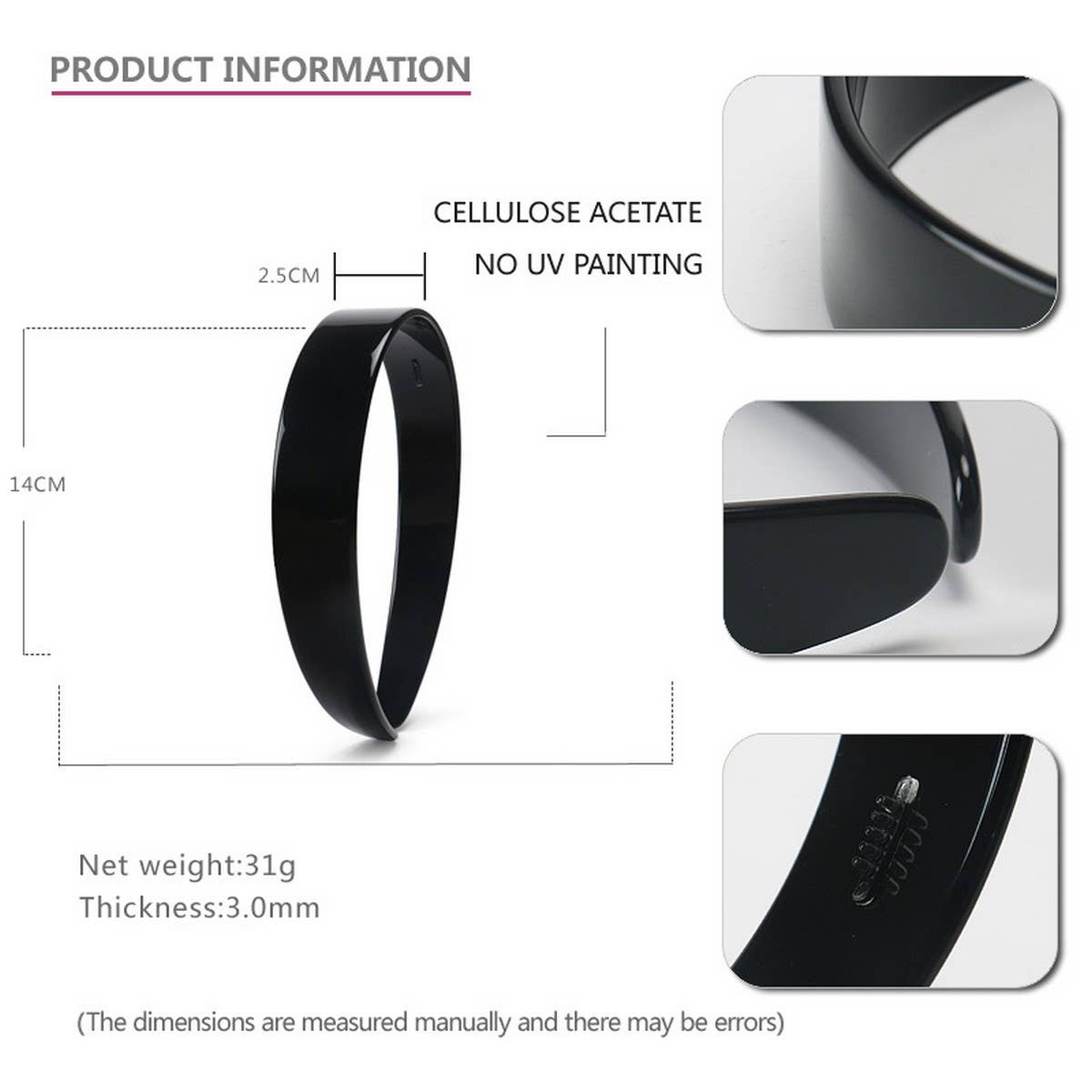 ACETATE RETRO 2.5CM WIDE HEADBAND HAIRPIN_CWAHA4342