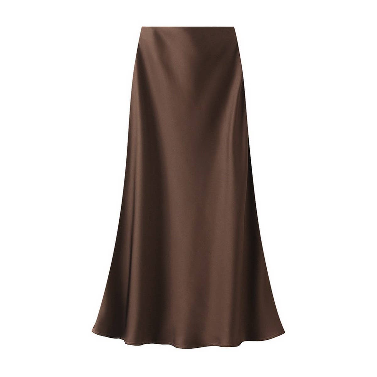 Silky High-Waist Fishtail Bodycon Midi Skirt