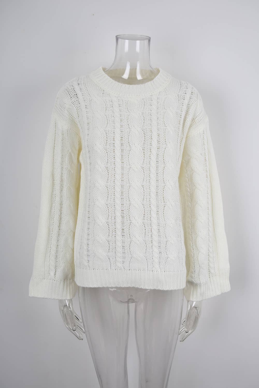 Solid-colored twisted round-neck loose sweater