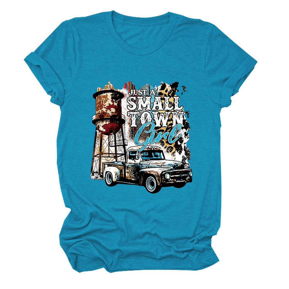 Just a Small Town Girl Print T-Shirt ??Loose Fit_CWTTS1525