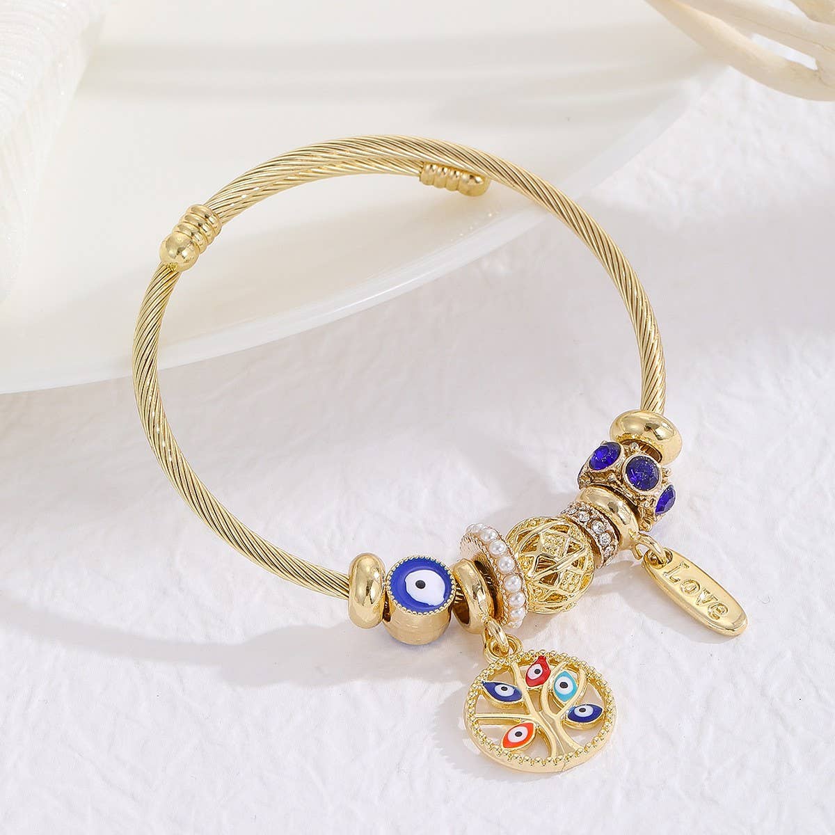 Gold Stainless Steel Dolphin Tail Bracelet