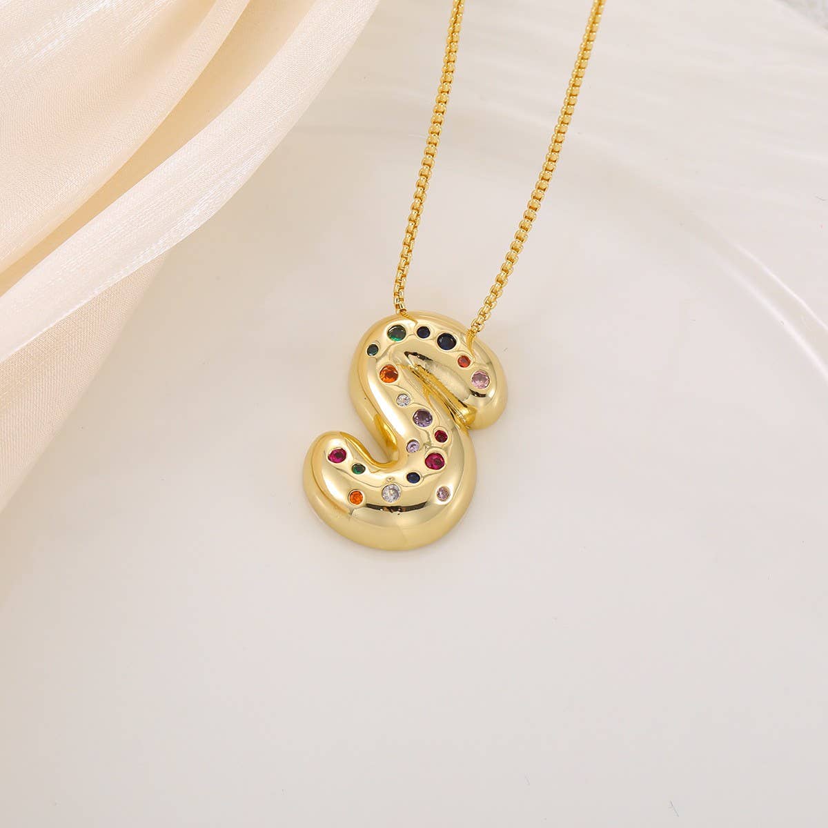 Creative Glossy Colorful Letter Pendant Necklace
