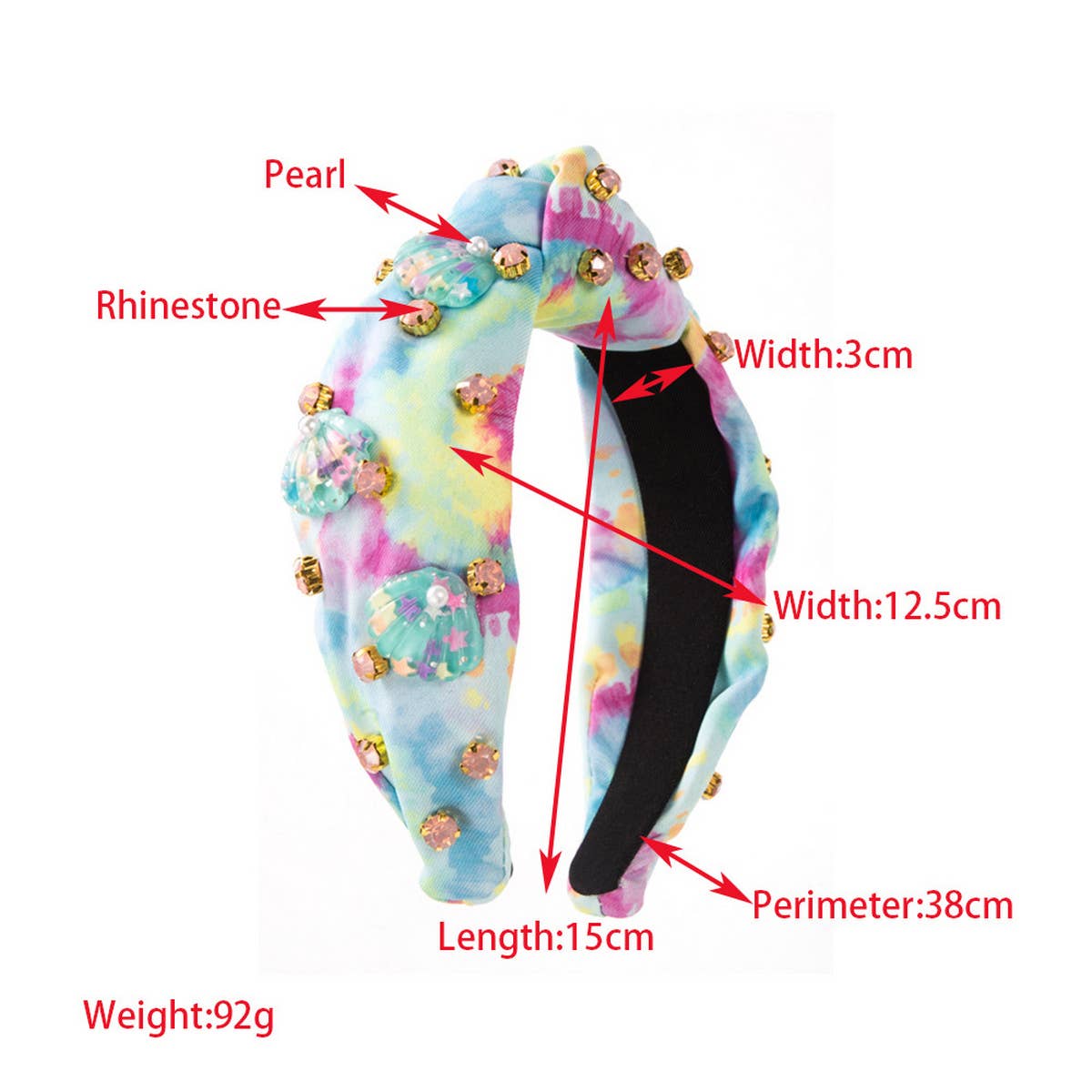 FASHION TIE-DYE FABRIC DIAMOND HEADBAND_CWAHA2140