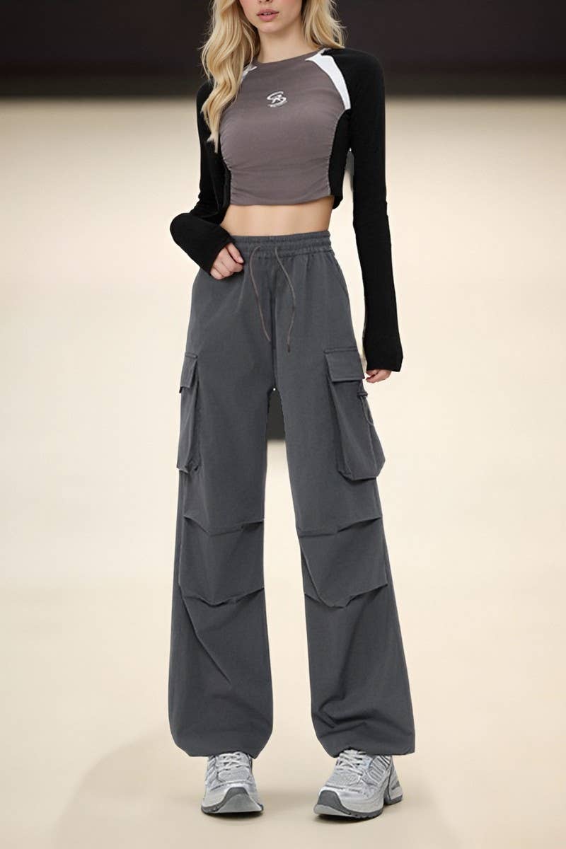 CWBLP00920_AUTUMN STRAIGHT HIGH WAIST SLIM LOOSE PANTS
