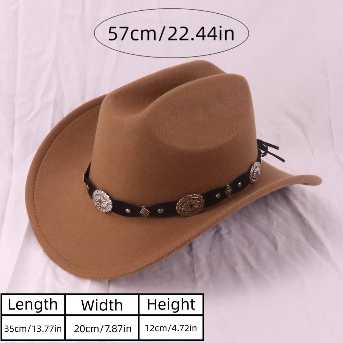 Ethnic Western Cowboy Hat with Belt for Show_CWAH3651