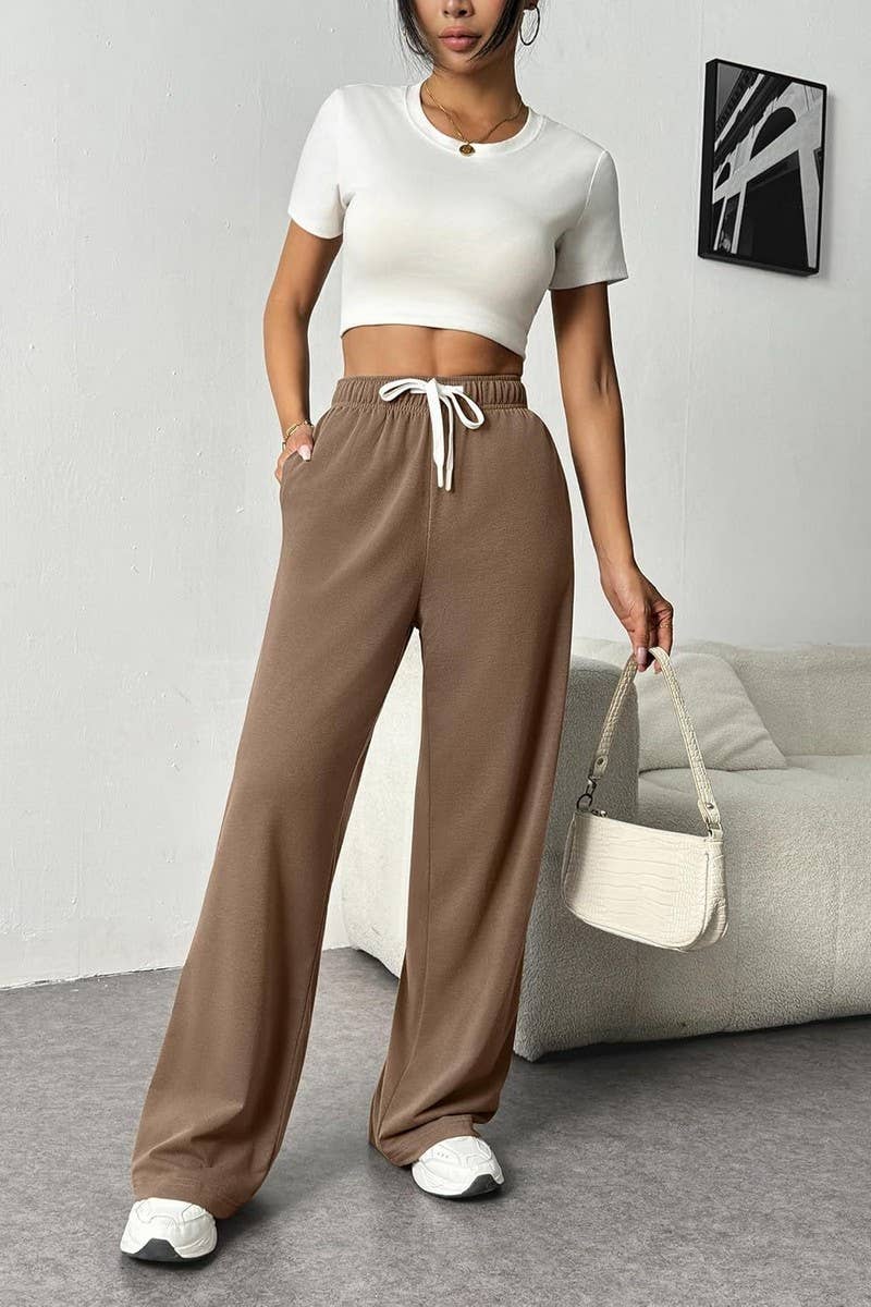 CWBLP01040_HIGH WAIST WIDE LEG DRAWSTRING SWEATPANTS