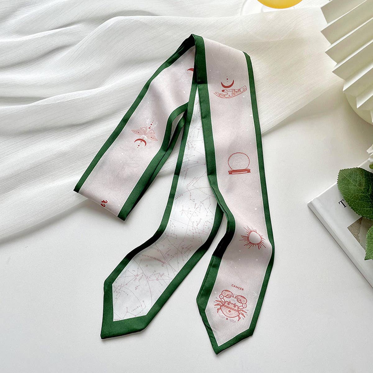 Zodiac Print Skinny Scarf for Hair and Bag Tie_CWASC0736