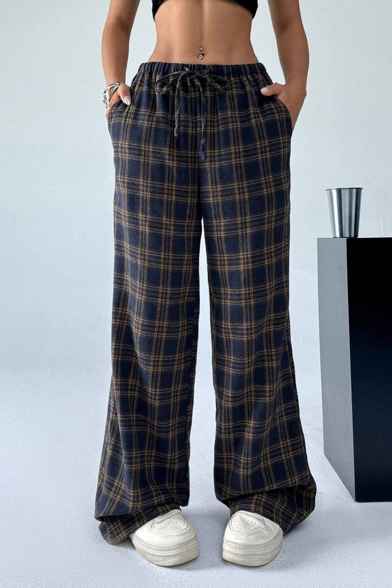 CWBLP1123_CASUAL PLAID STRAIGHT TROUSERS