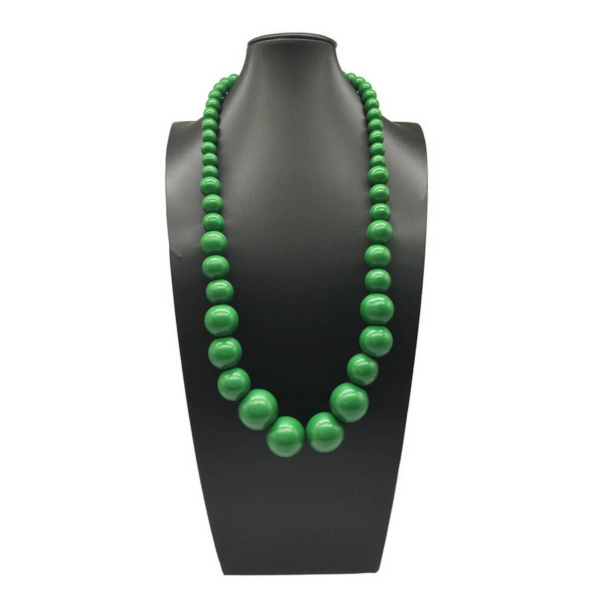 COLORFUL WOODEN LARGE ROUND BEAD LONG NECKLACE