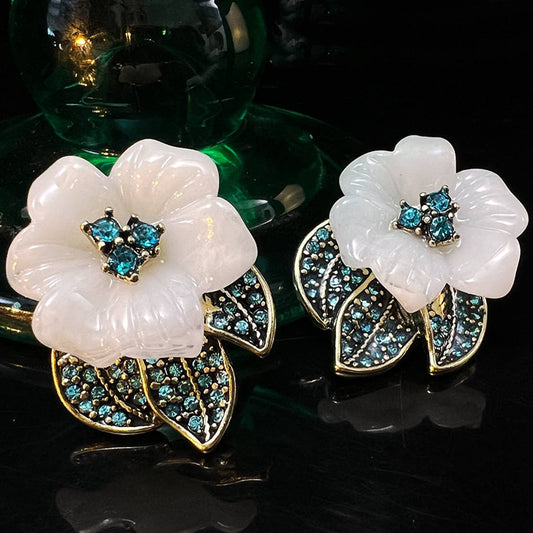 VINTAGE FLOWER ZIRCONIUM EARRINGS