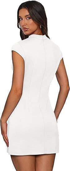 Round-neck tight-fitting short-sleeved dress