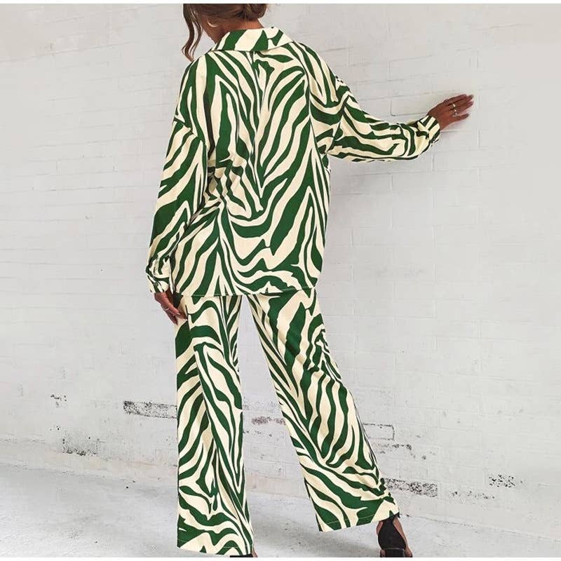 LONG-SLEEVED FULL-PRINT SHIRT AND PANT SUIT