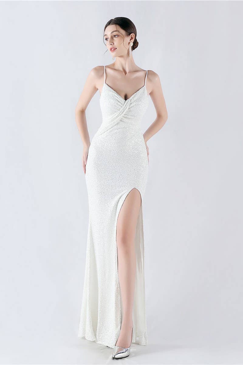 CWDMD4825_ELEGANT SEXY HIGH-SLIT SLING EVENING DRESS