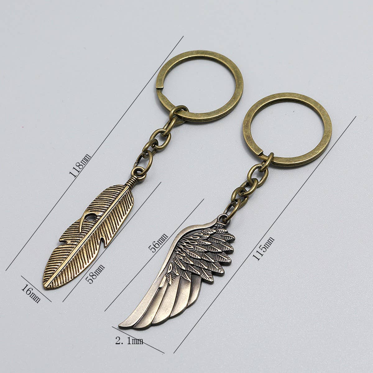 CREATIVE BRONZE WINGS FEATHER KEYCHAIN