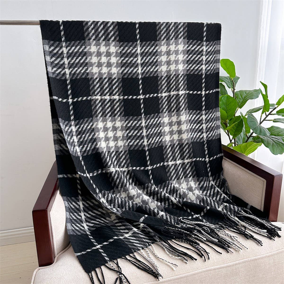 British Plaid Faux Cashmere Scarf for Women_CWASC1444