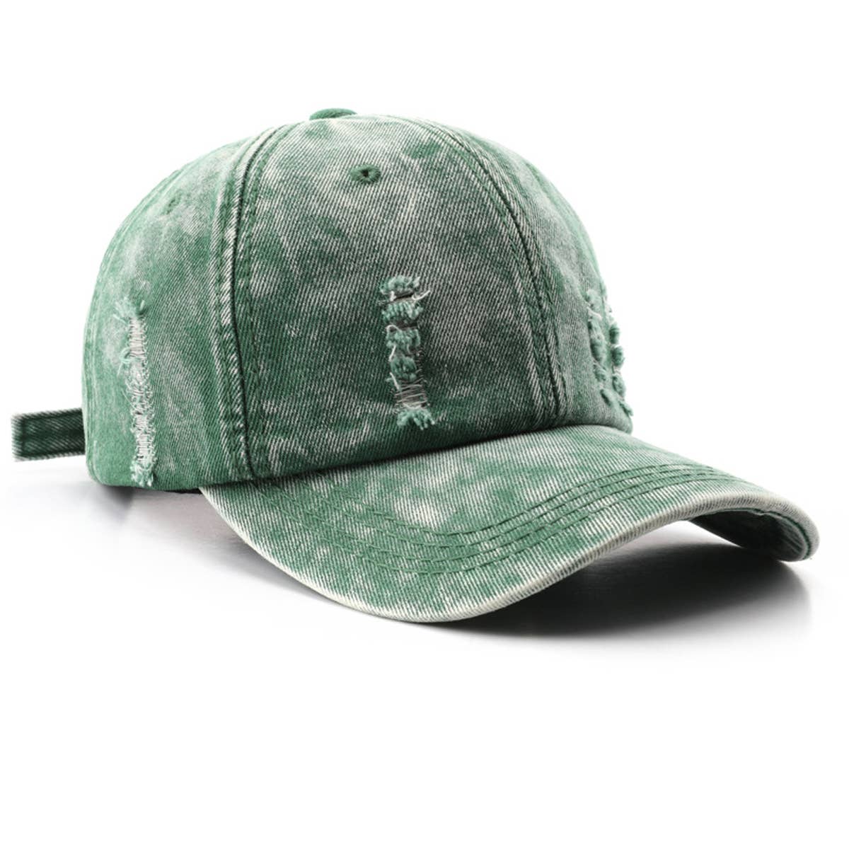 Vintage Washed Distressed Denim Baseball Cap_CWAH0896