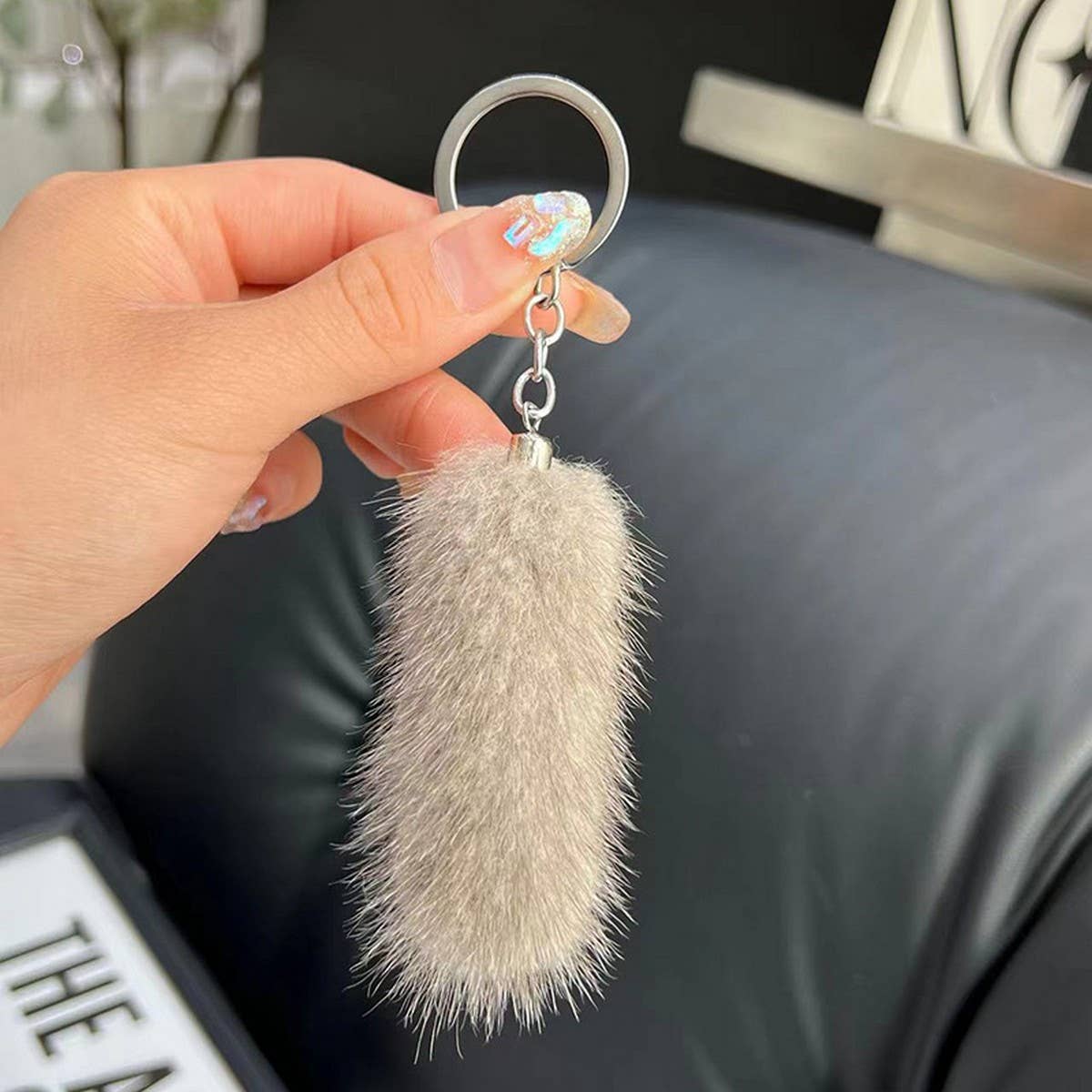 MINI CUTE PLUSH TAIL CAR KEYCHAIN BAG PENDANT