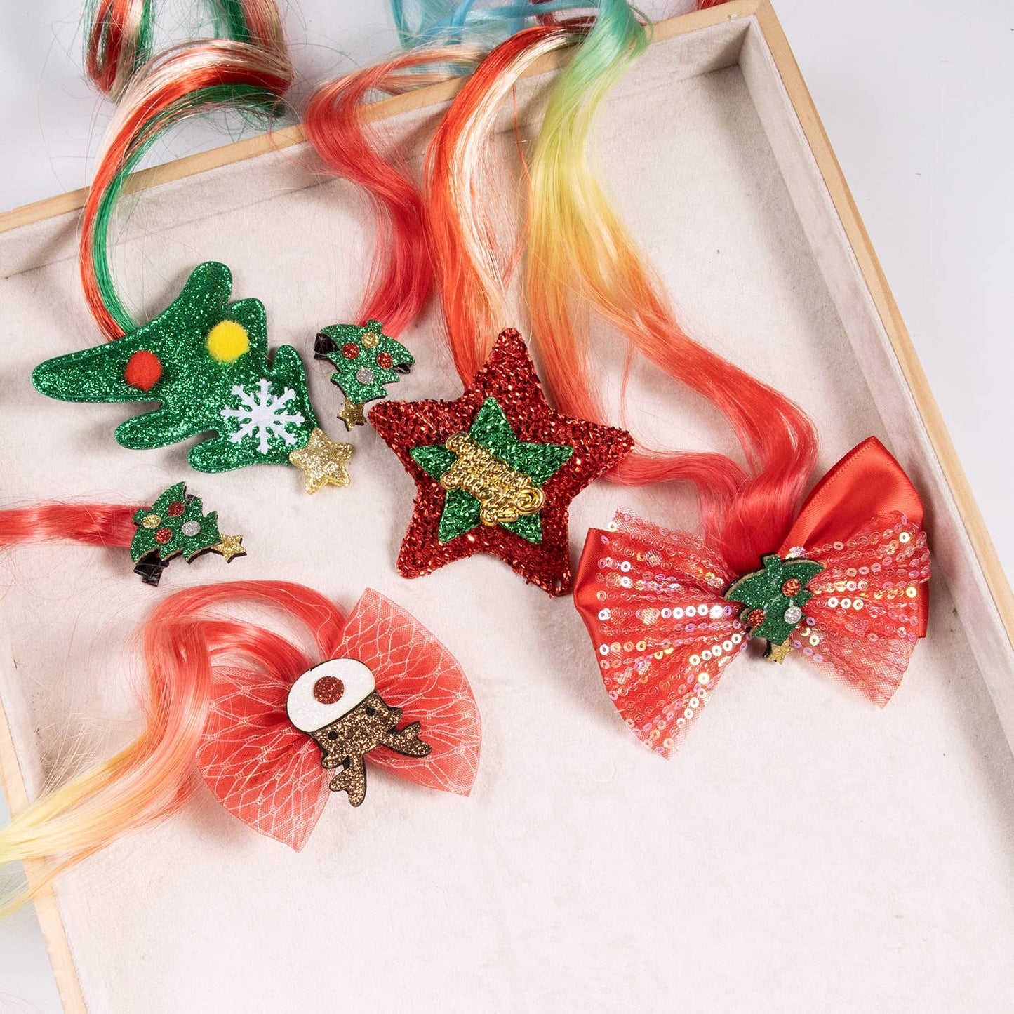 CHRISTMAS WIG SANTA CLAUS CHRISTMAS TREE BOW