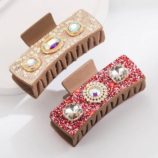 NEW RETRO DIAMOND SEQUIN HAIR CLIP GRAB CLIP_CWAHA1772