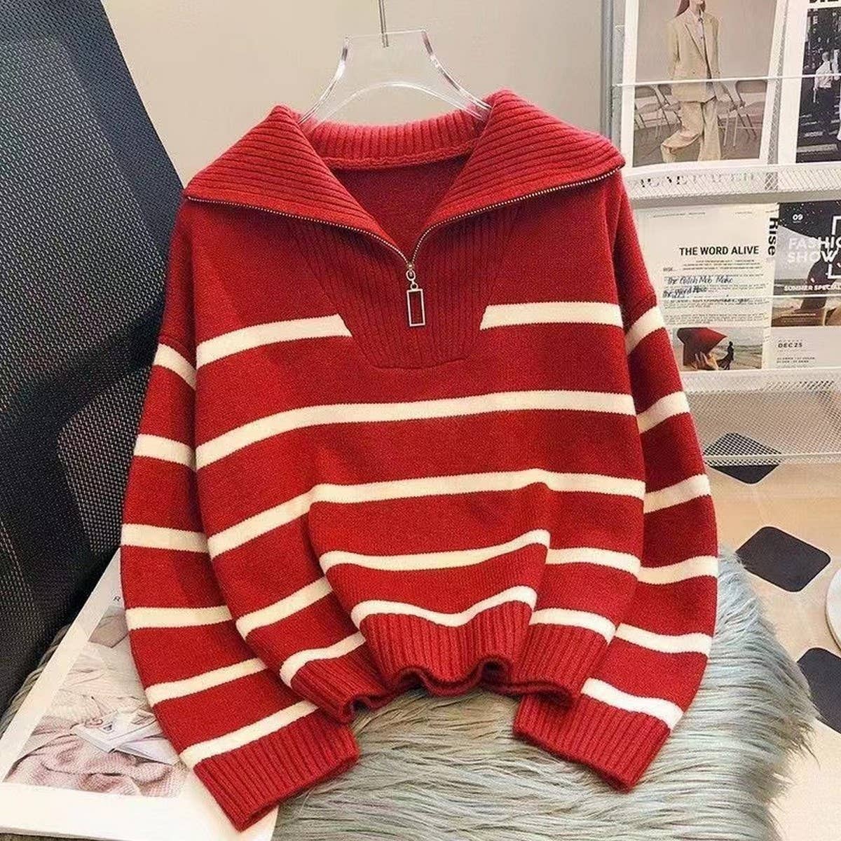 Women's Colorblock Striped Knit Sweater