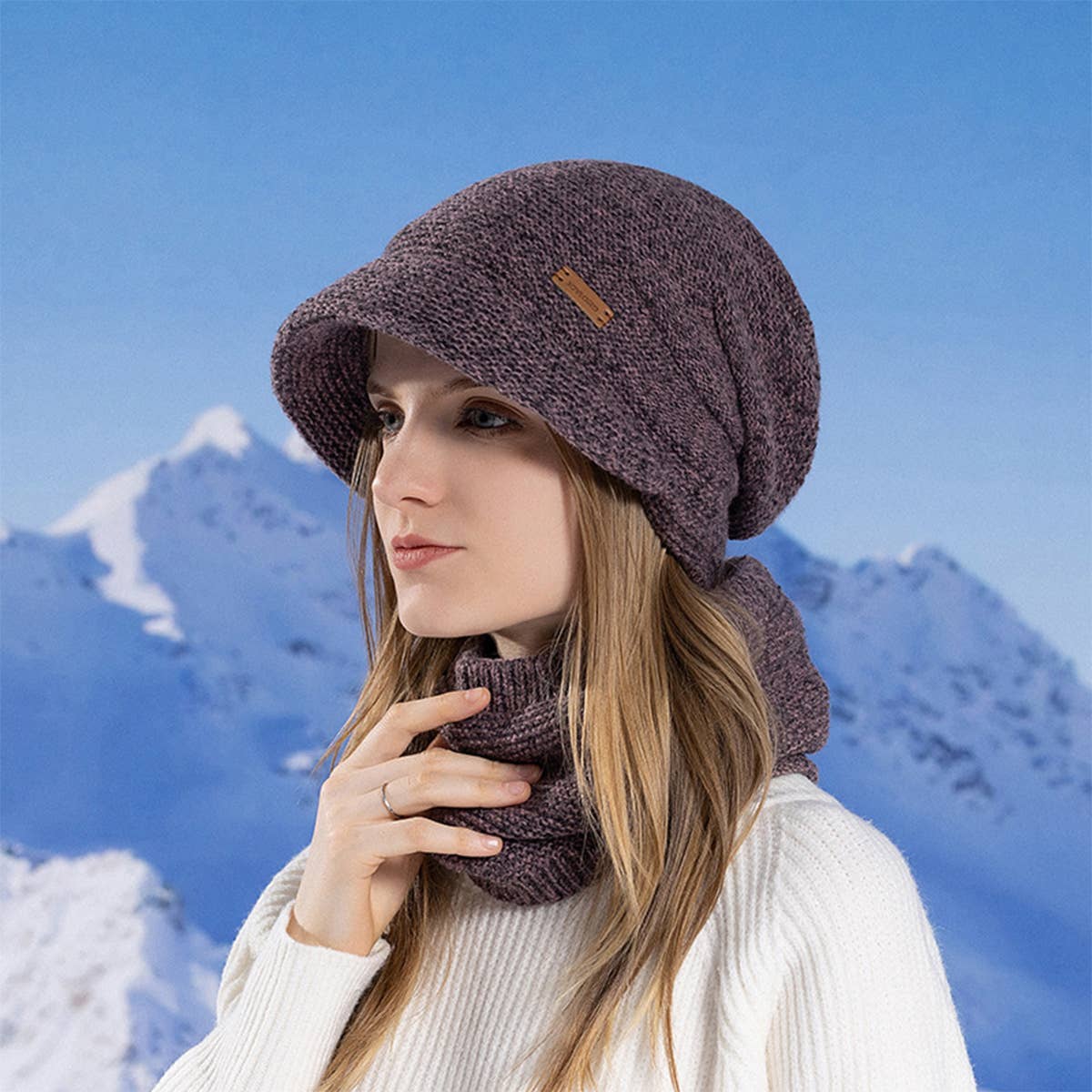 WINTER WARM KNITTED HAT AND SCARF SET