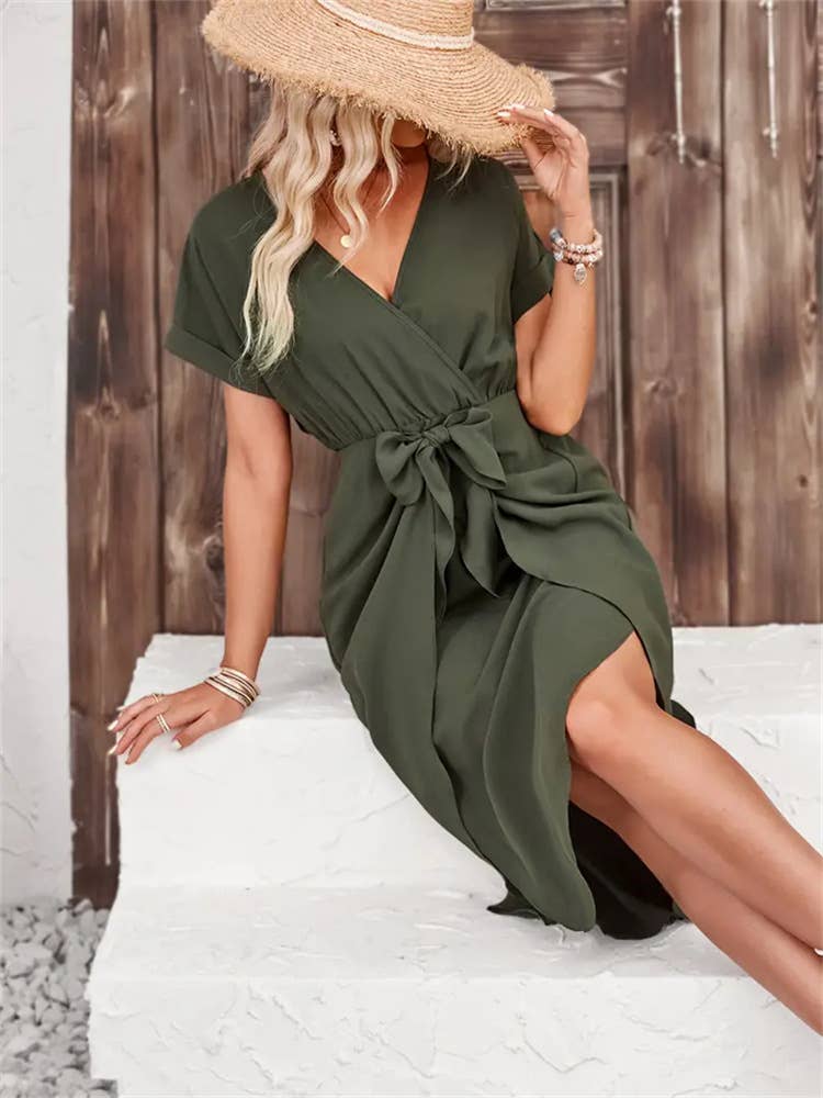 Slit wraparound haute dress