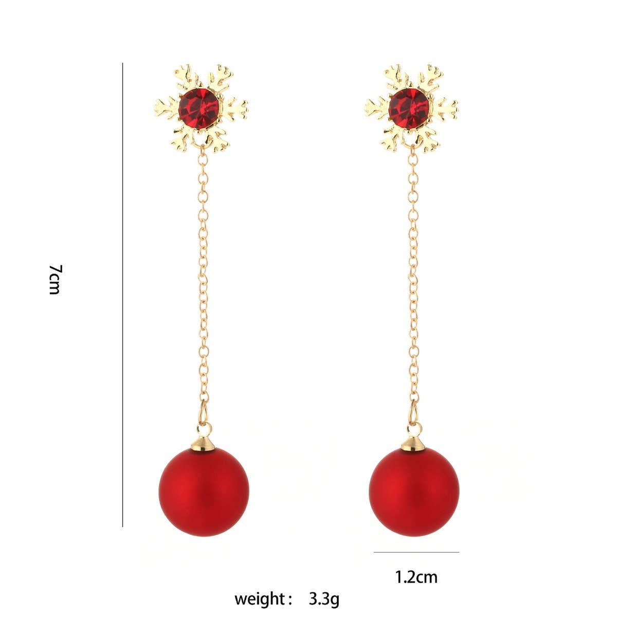 CHRISTMAS SNOWFLAKE RED PEARL EARRINGS