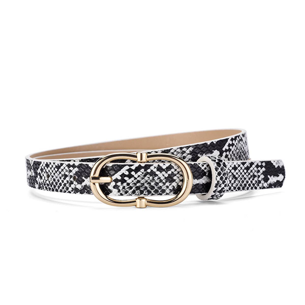 Personalized Snake-patterned metal buckle belt