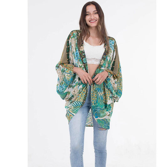 Rayon Batwing Beach Cover-Up Kimono Cardigan_CWMM6314
