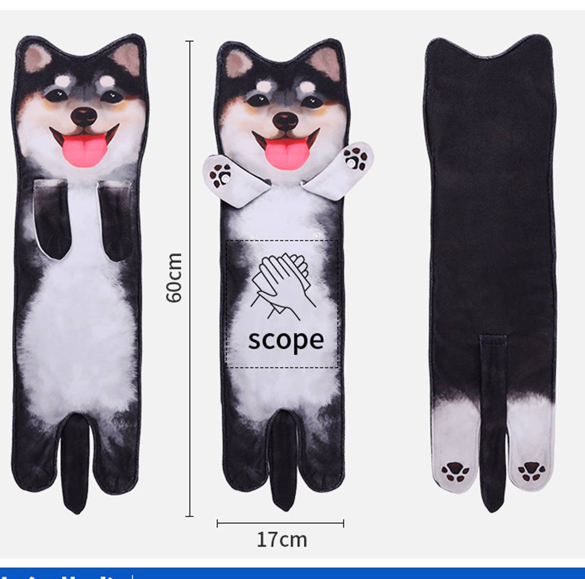 CWMM8329_HANGABLE THICK DOG PRINT KITCHEN HAND TOWEL