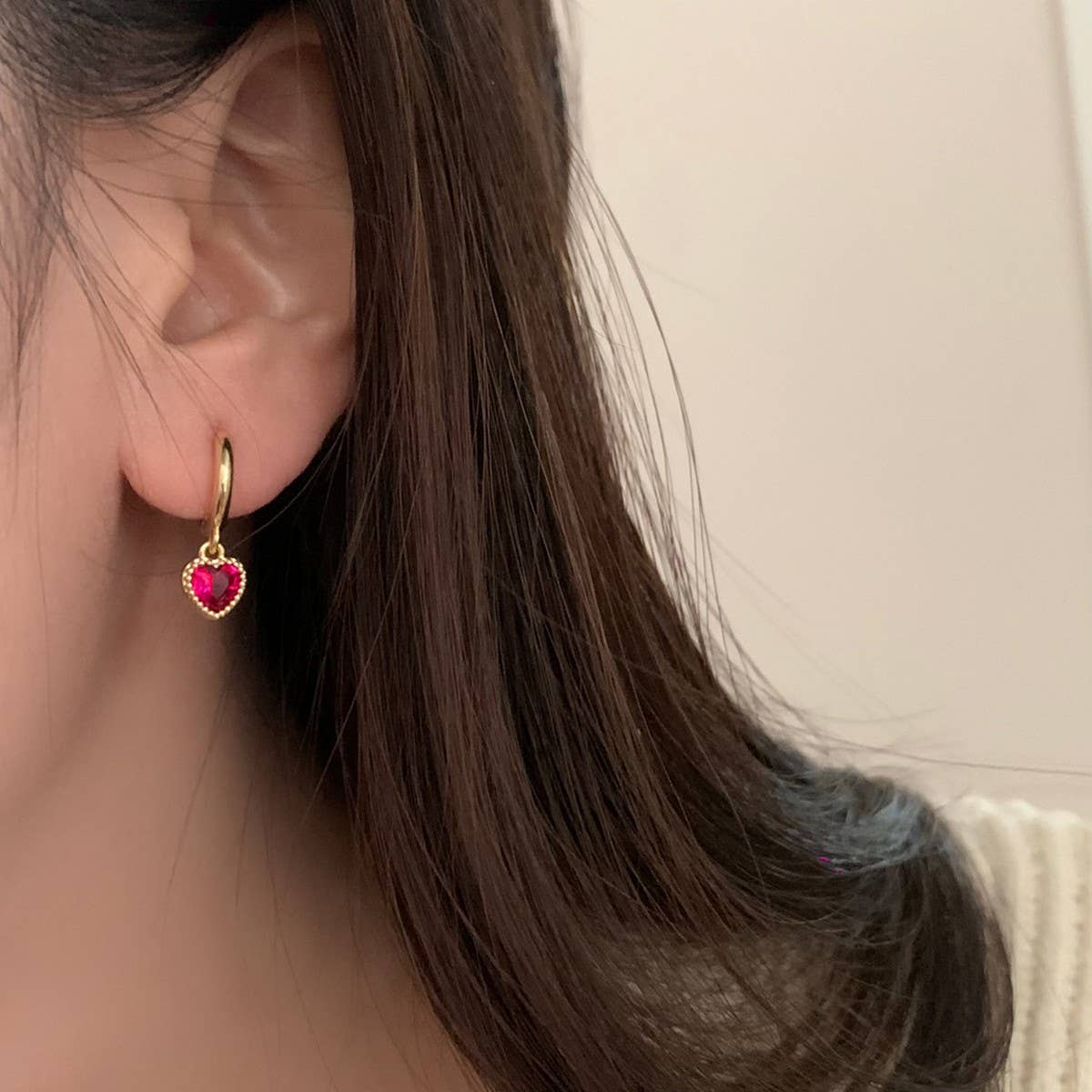 VALENTINE'S DAY ZIRCON HEART PENDANT EARRINGS