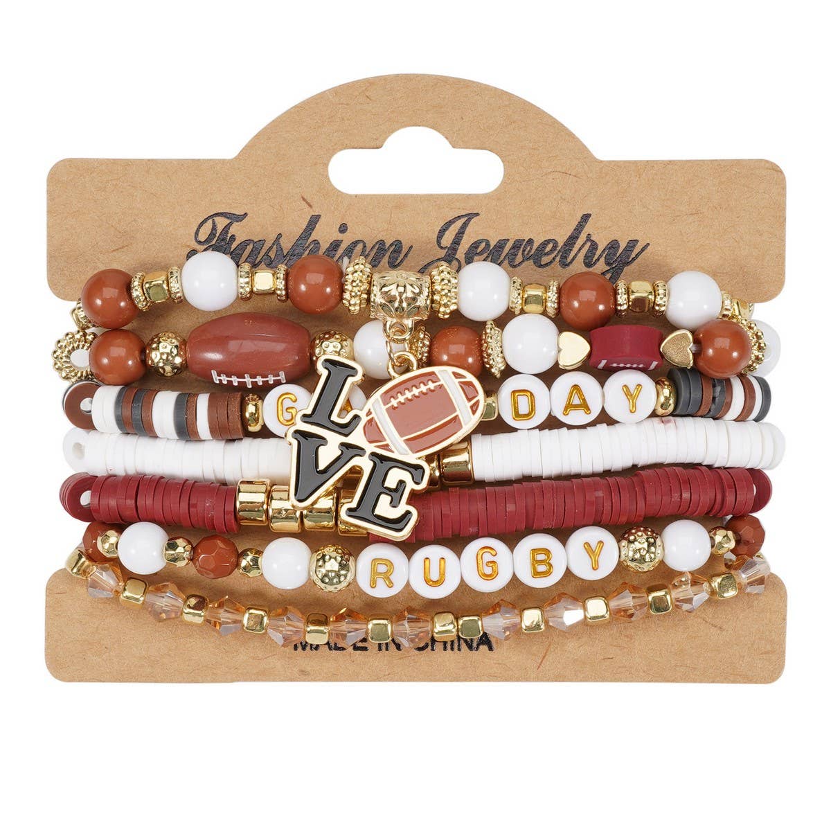CWMM10459_FOOTBALL MOM GAME DAY BEADED ELASTIC BRACELET