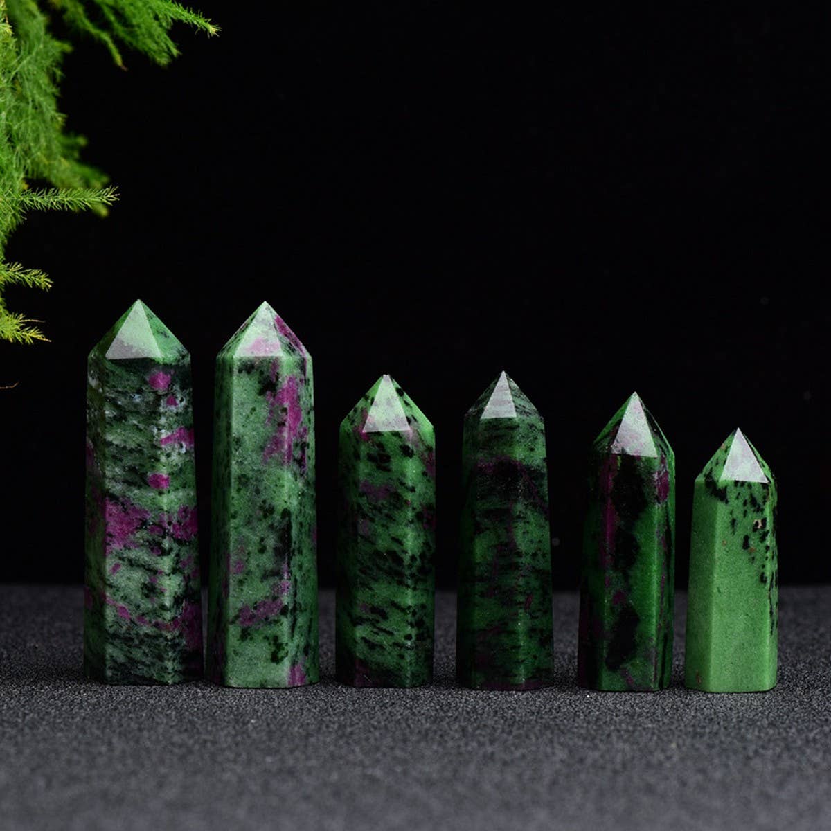 Natural Ruby Zoisite Hex Crystal Tower