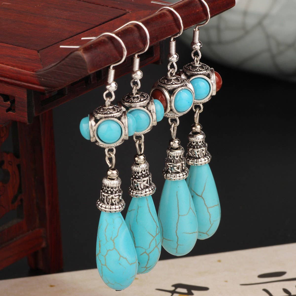 HIGH-END ETHNIC RETRO WATER DROP EARRINGS