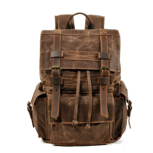 Vintage Waxed Canvas Leather Hiking Backpack_CWAB5520