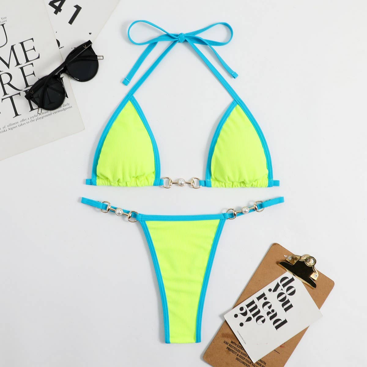 Metallic Bikini Set - Sexy Fluorescent Swimsuit