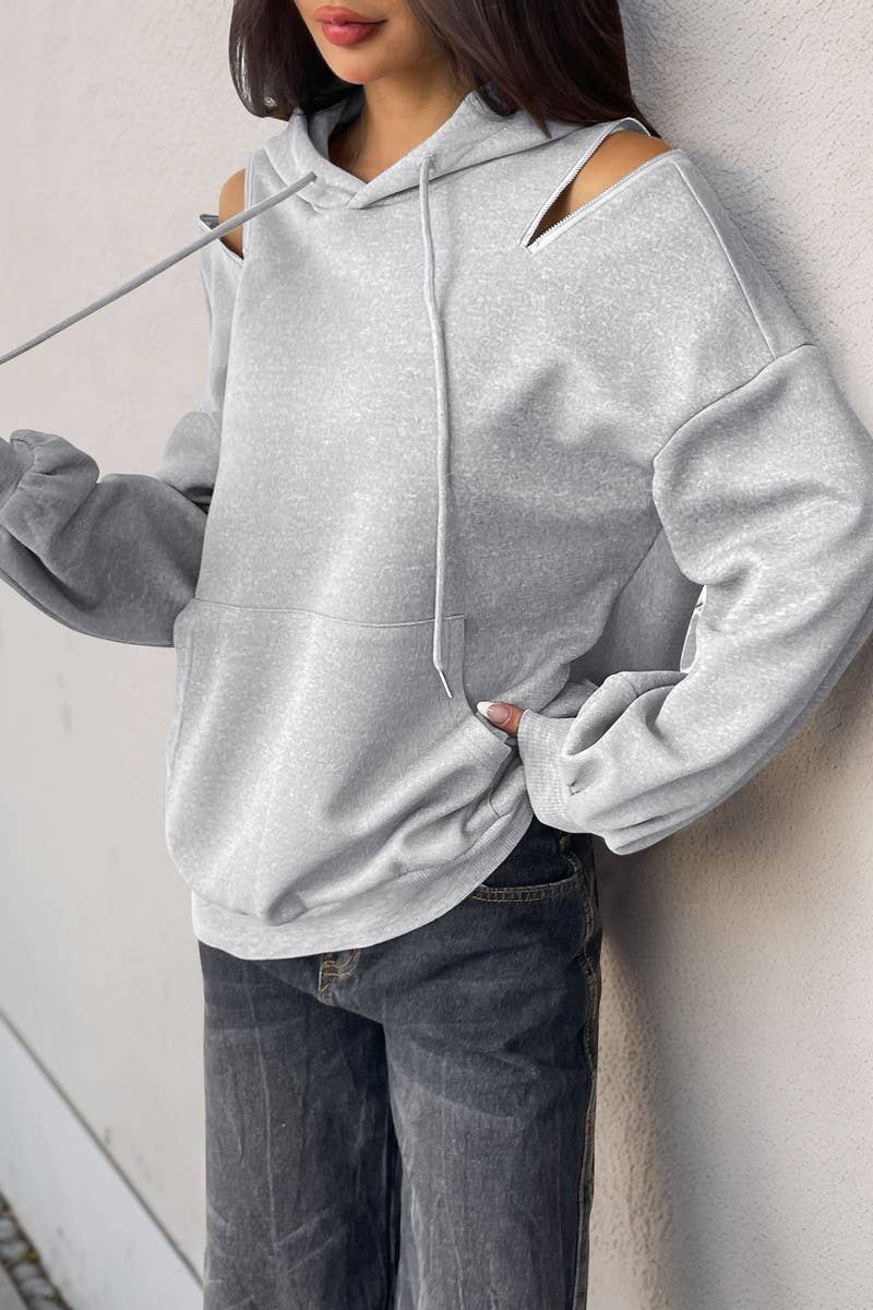 CWOHOL00588_OFF-THE-SHOULDER DRAWSTRING HOODED SWEATSHIRT