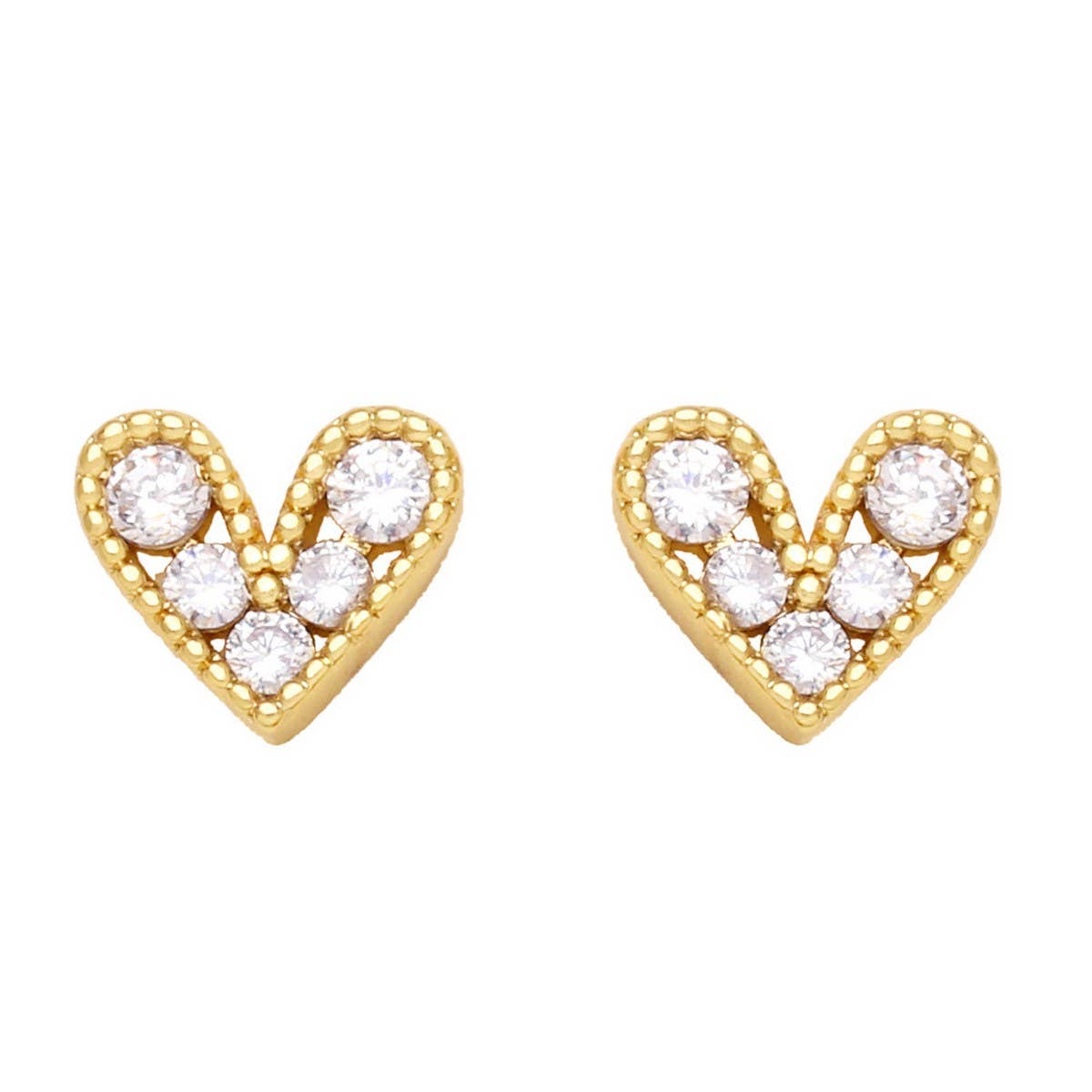 MINI COLORED ZIRCON HEART SHAPED EARRINGS