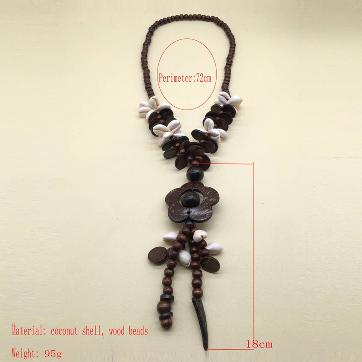 BOHEMIAN FLOWER COCONUT WOOD BEAD NECKLACE_CWMM4739