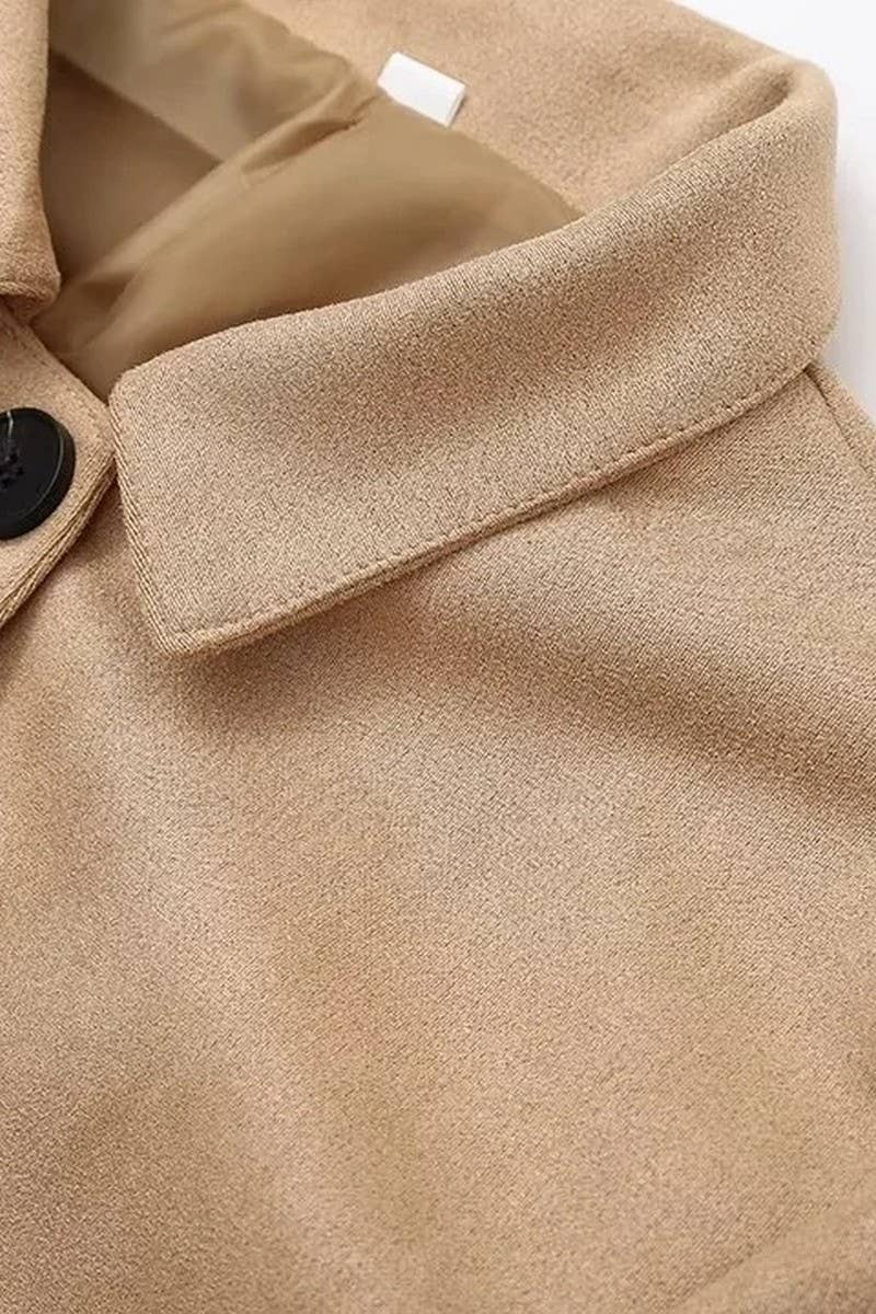CWOCO1074_LAPEL LARGE BUTTON SUEDE SHORT JACKET