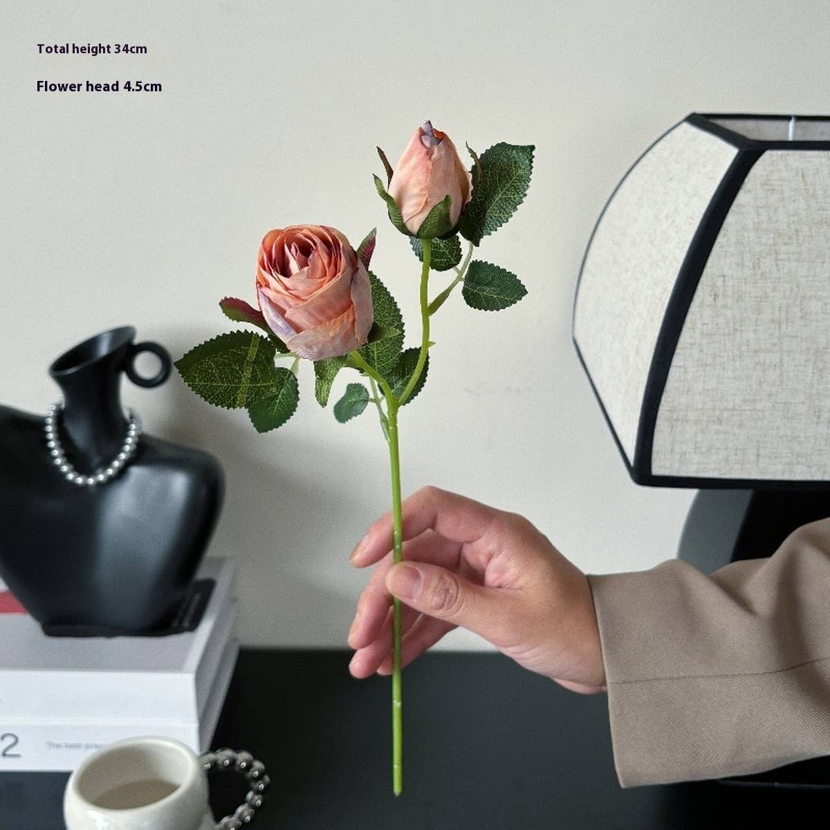 Vintage 2-Head Burnt Edge Mini Rose Bouquet