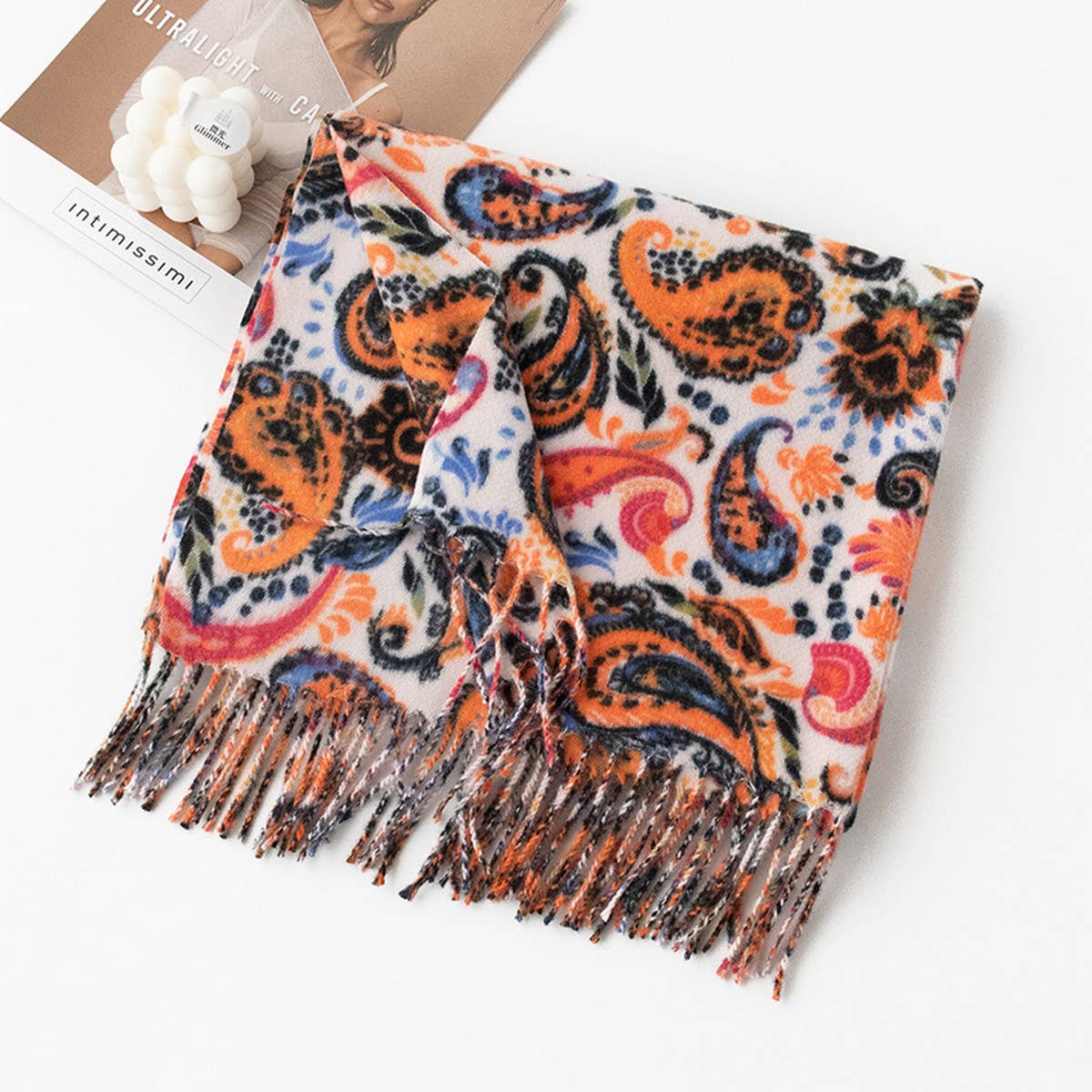 Soft Paisley Scarf - Elegant Tassel Wrap for Women_CWASC0920