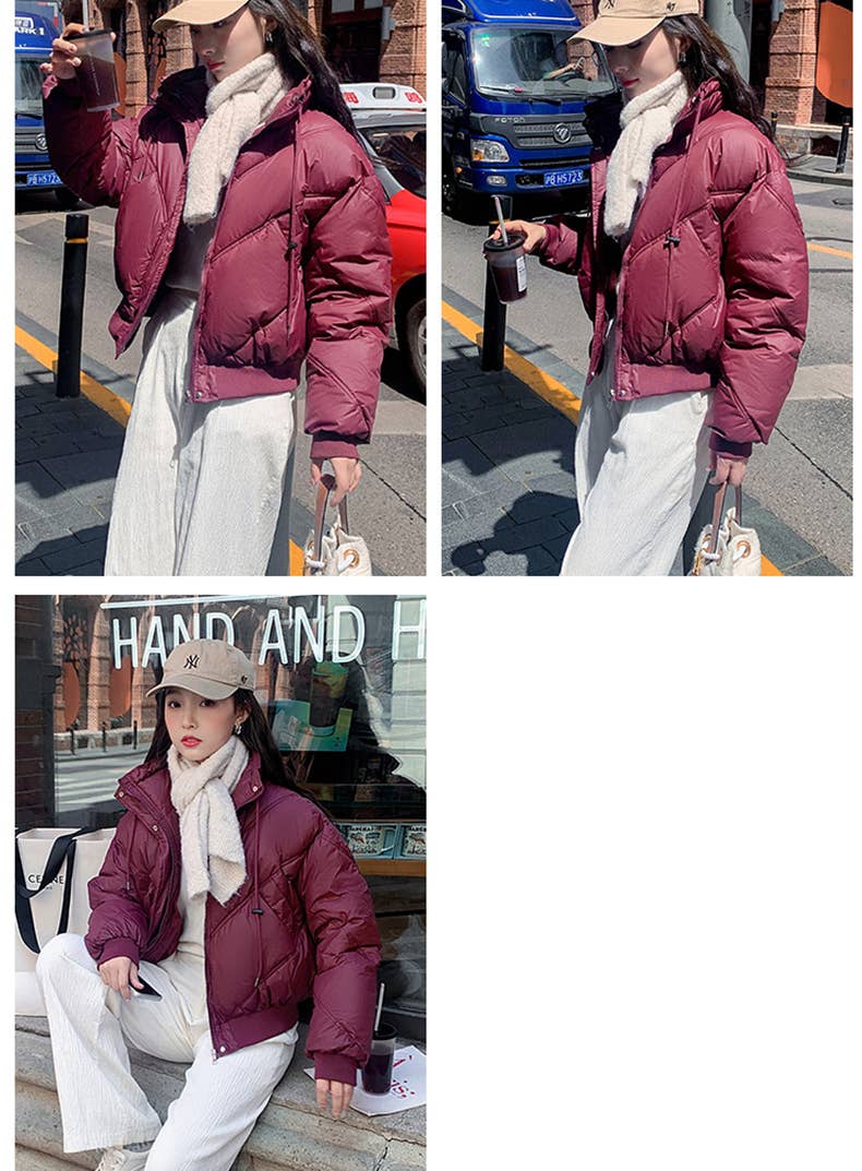 Stand-up collar design baggy thick bread jacket