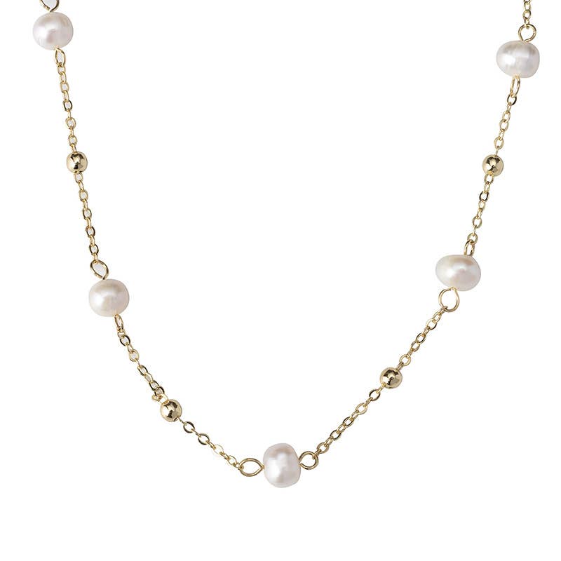 Freshwater pearl necklace collarbone chain