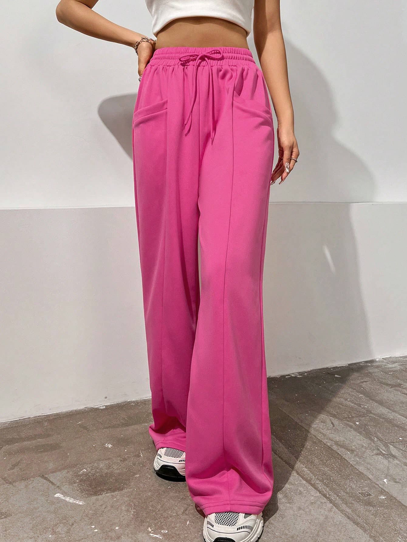 STRAIGHT HIGH-WAISTED WIDE-LEG PANTS